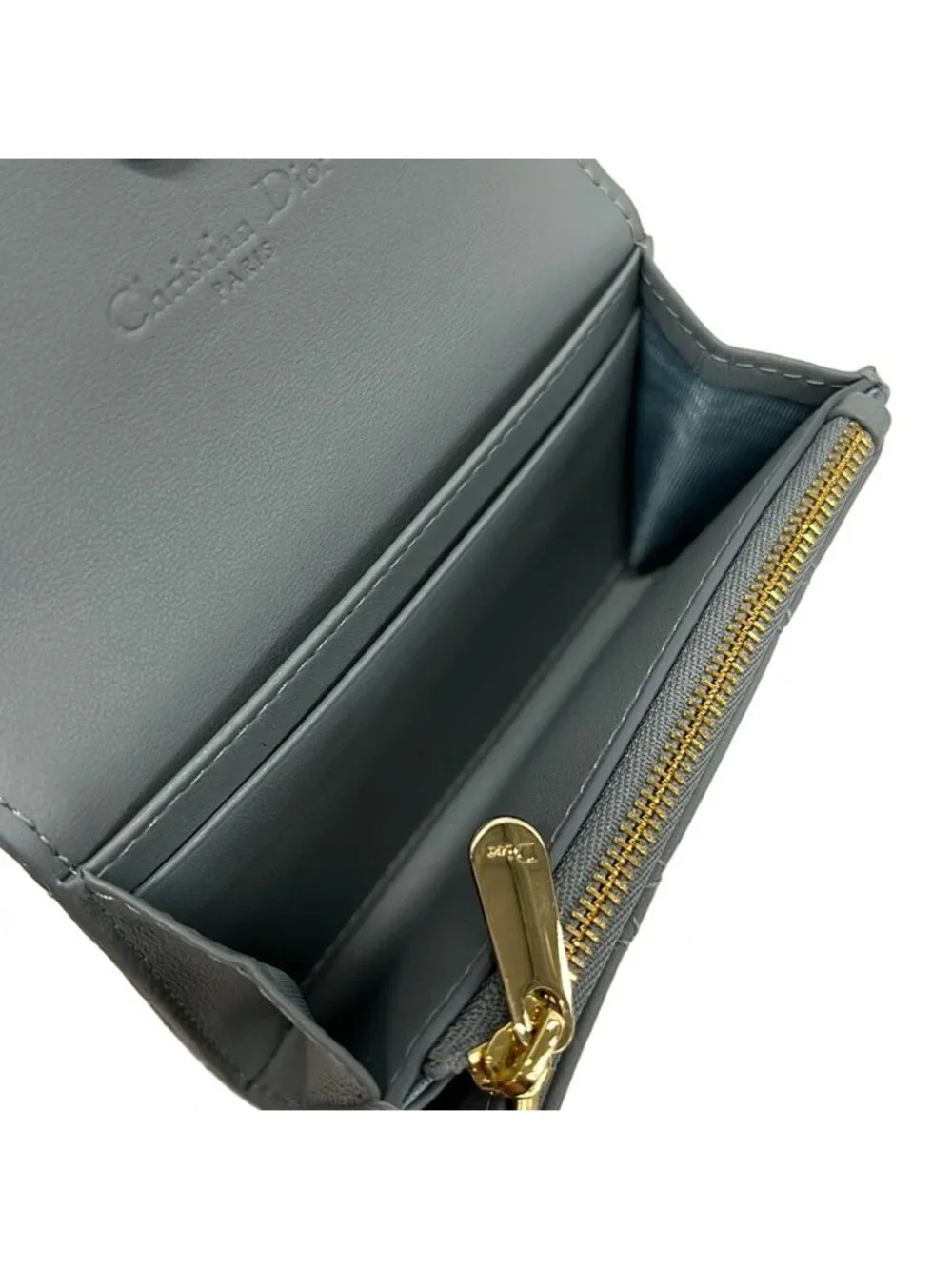 Dior Coin Case My Glycine Wallet Blue Gray Leather
